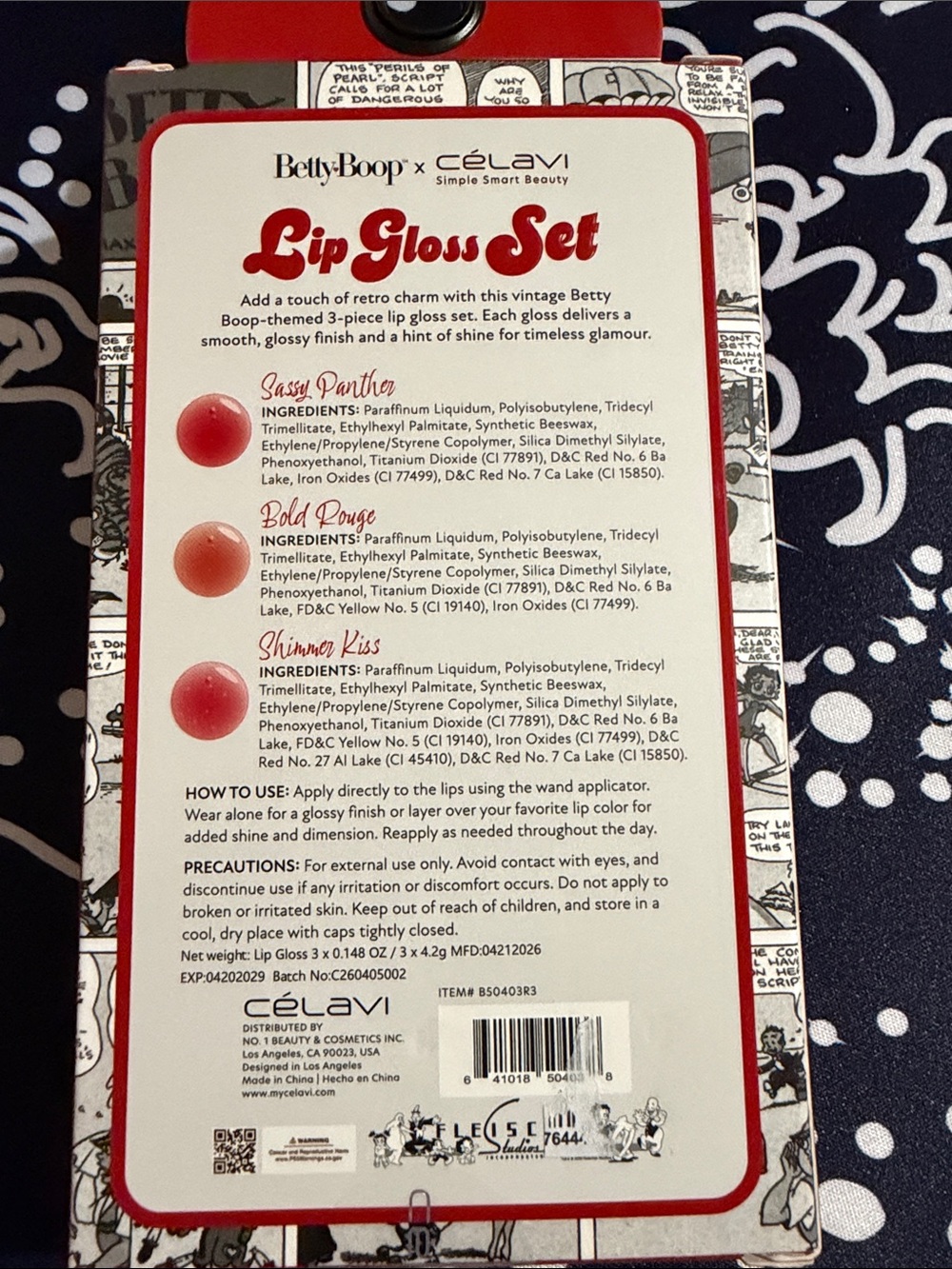 Betty Boop Red Lip Gloss Trio - 3 Piece Set - Picture 2 of 4